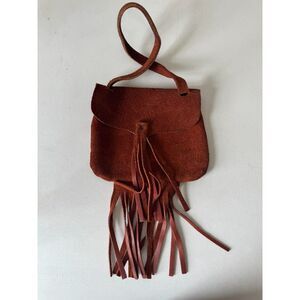 Vintage Suede Leather Fringe Bag Purse Shoulder Y2K Boho